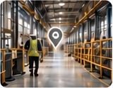 Localização em um corredor de instalação industrial.